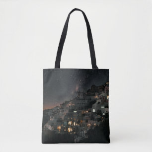 BOLSA TOTE CASAS BRANCAS E NEGRAS PERTO DO CORPO DE ÁGUA DUR