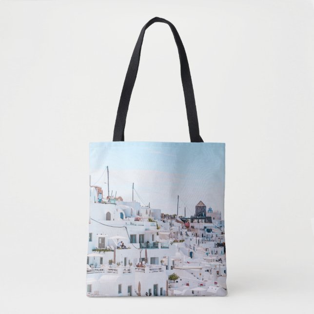 Bolsa Tote Casas de concreto branco sob céu azul à noite (Frente)