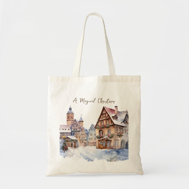 Bolsa Tote Casas de Natal Neve (Frente)
