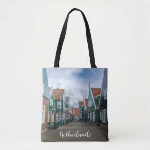 Bolsa Tote Casas tradicionais de madeira na aldeia de Marken