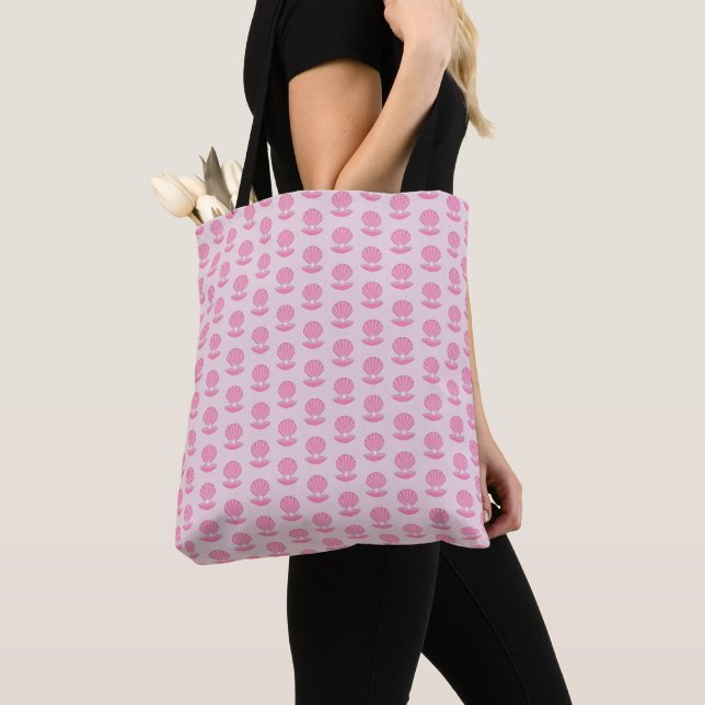 Bolsa Tote Casca de Ostra e Pérola de Bebê Rosa Padrão (Close Up)