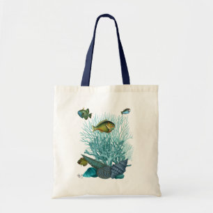 Bolsa Tote Cascas e Corais de Azul de Peixe