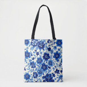 bolsa tote cascata de flor azul