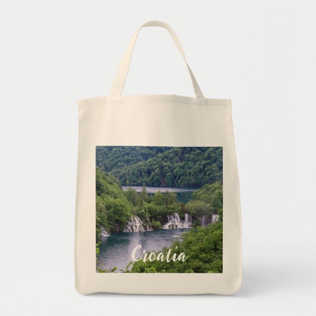 Bolsa Tote Cascata em cascata com floresta verde na Croácia (Frente)