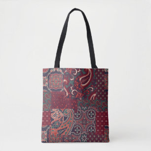 Bolsa Tote Cashmere Paisley Silk: Patchwork de Abstrato Vinta
