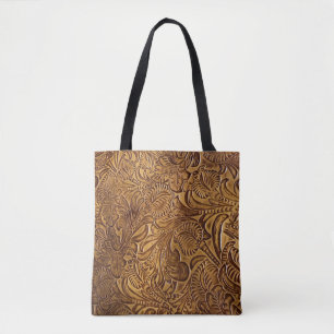 Bolsa Tote Castanho Arrancado com Couro Faux