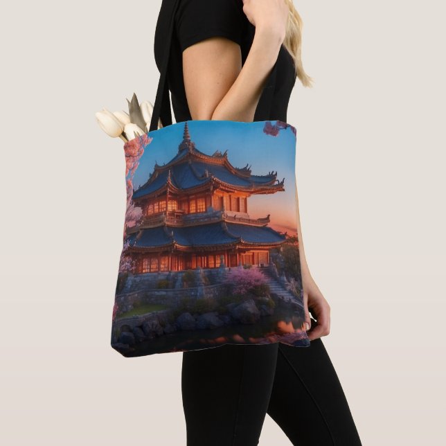 Bolsa Tote Castelo Asiático do Sunset do Jardim (Close Up)