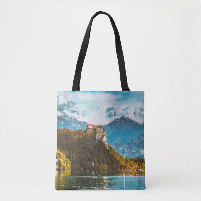 Bolsa Tote Castelo Bled: Esloveno Cliff Overlook. (Frente)