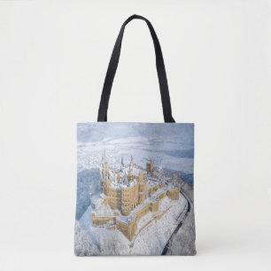 Bolsa Tote Castelo de Hohenzollern aéreo: Alemanha de neve.