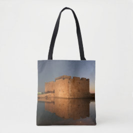 Bolsa Tote Castelo de Paphos e reflexões em Sunset