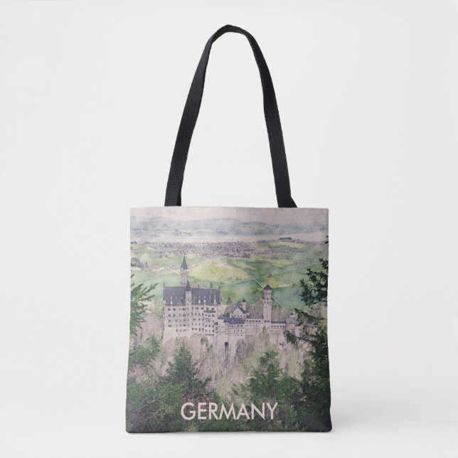 Bolsa Tote Castelo de Retro Neuschwanstein na Alemanha (Frente)