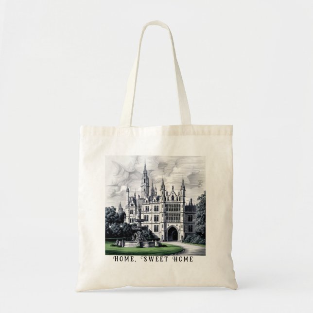 Bolsa Tote Castelo Magnífico com Texto Personalizável (Frente)