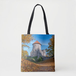 Bolsa Tote Castelo medieval cercado por floresta
