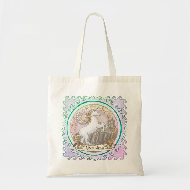 Bolsa Tote Castelo Pegasus Unicórnio  (Frente)