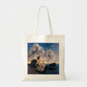Bolsa Tote Castelos no Ar de Maxfield Parrish 1904 Fantasia V