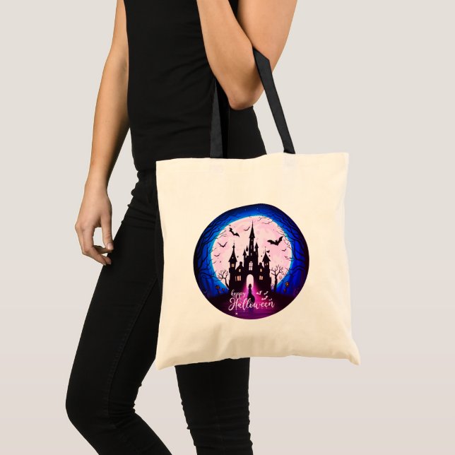 Bolsa Tote Castle Haunted Happy Halloween Creepy (Frente (produto))