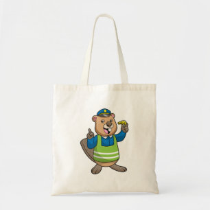 Bolsa Tote Castor como agente da polícia com assobio