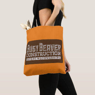 Bolsa Tote Castor Ocupado Construção Branco Gfx Laranja BG