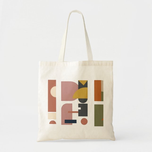 Bolsa Tote Casual Canva com Grafia Geométrica (Frente)