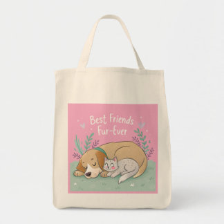 Bolsa Tote Cat and dog best friends forever