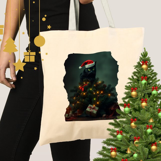 Bolsa Tote Cat-astrophe Christmas Holiday Chaos Funny Cat  (Criador carregado)