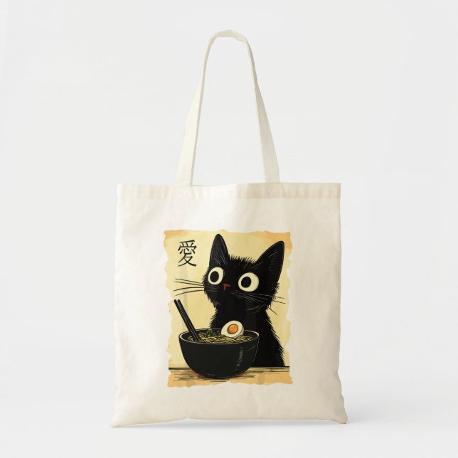 Bolsa Tote Cat eating ramen  (Frente)