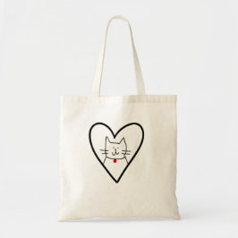 Bolsa Tote Cat in Heart Doodle 