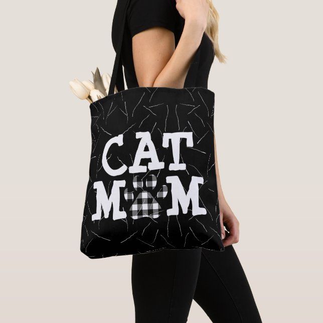 Bolsa Tote Cat Mãe Pawprint com Cabelos de Gato (Close Up)