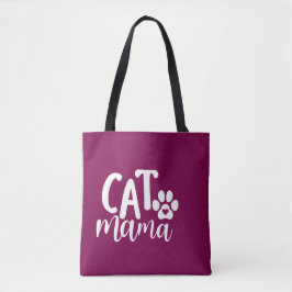 Bolsa Tote Cat Mama Cute Paw Print Typography Design
