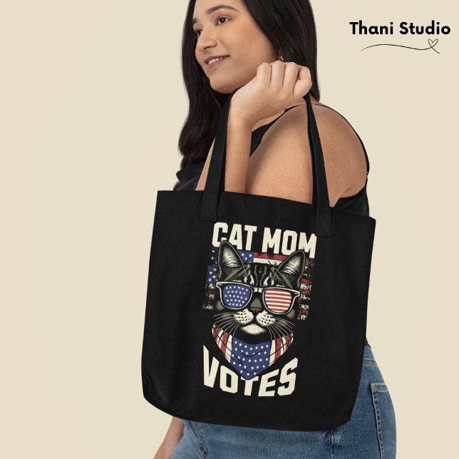 Bolsa Tote Cat Mamãe Vota Legenda Americana (Criador carregado)