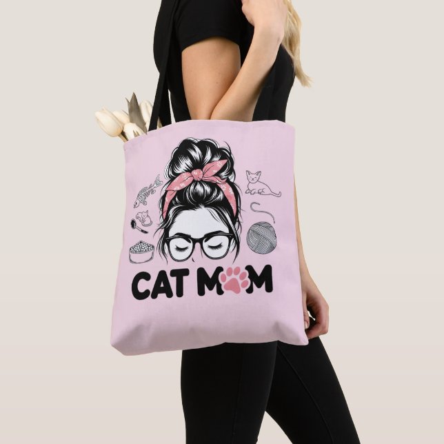 Bolsa Tote "Cat Mom" Funny Cute Cat Lover Women (Close Up)