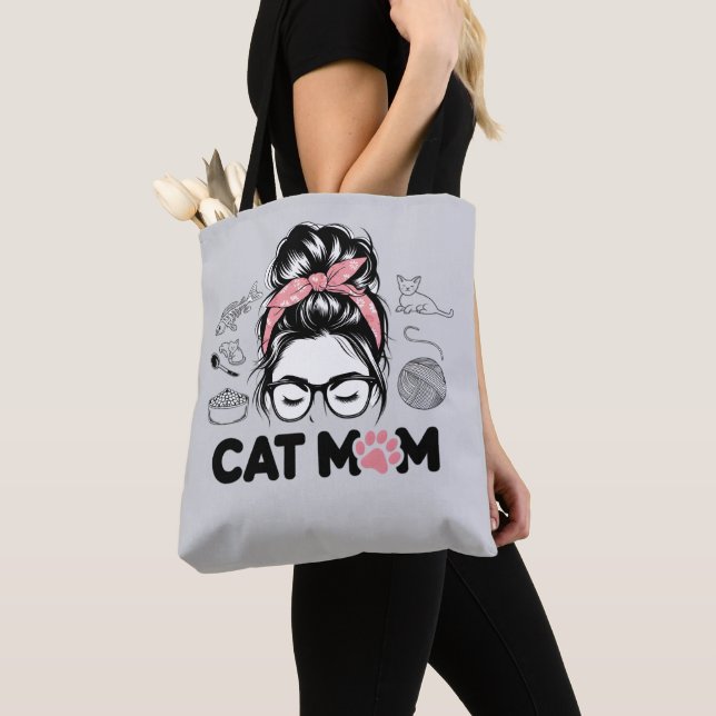 Bolsa Tote "Cat Mom" Funny Cute Cat Lover Women (Close Up)