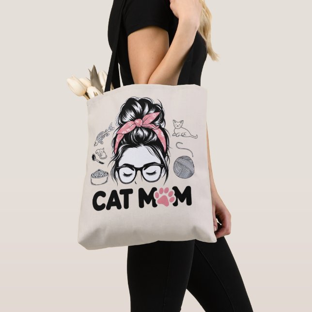 Bolsa Tote "Cat Mom" Funny Cute Cat Lover Women (Close Up)