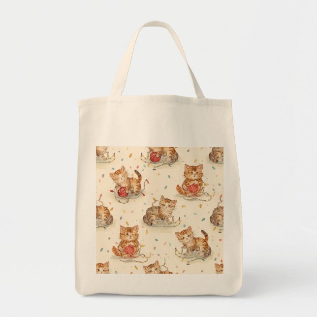 Bolsa Tote cat pattern christmas (Frente)