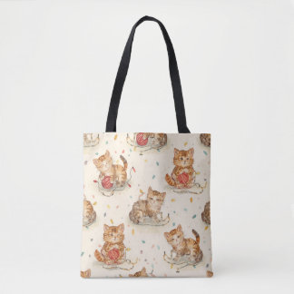 Bolsa Tote cat pattern christmas