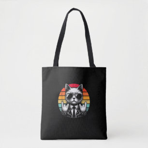 Bolsa Tote Cat Rock and Roll Music for Men Women Kids Retro C