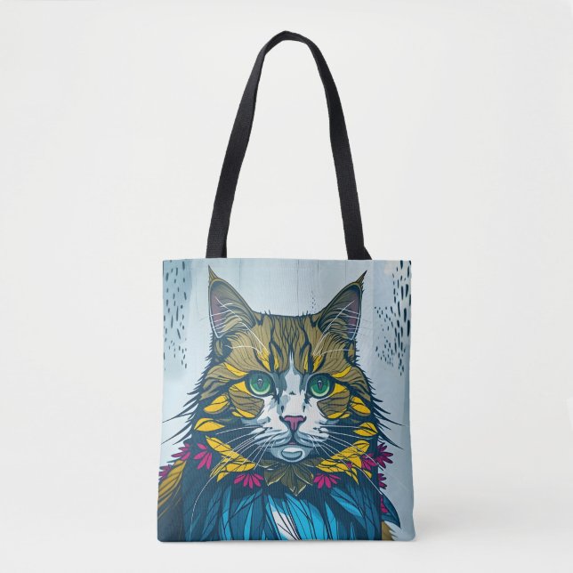 Bolsa Tote Cat That Ate The Canary Feathers | Wearable Art (Frente)