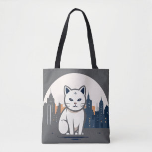 Bolsa Tote Cat Vetor Art Animal Modern Urban Graphic City
