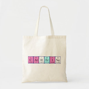 Bolsa Tote Catarina com nome de mesa periódico tote saco