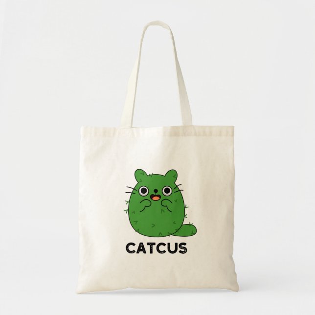 Bolsa Tote Catcus Funny Cat Cactus Pun  (Frente)