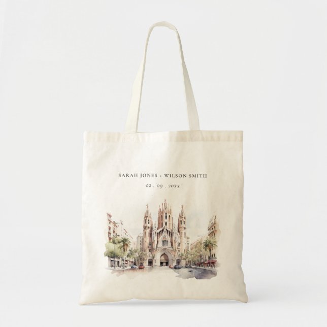 Bolsa Tote Catedral de Barcelona Casamento por Aquarela Espan (Frente)