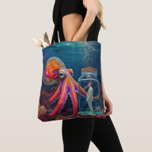 Bolsa Tote "Cativeiro Silencioso do Oceano" - Octopus Portrai