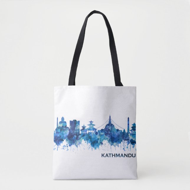 Bolsa Tote Catmandu Nepal Skyline Blue (Frente)