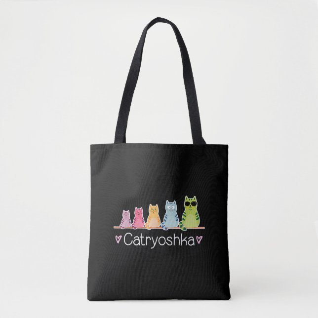 Bolsa Tote Catryoshka Cute Cats Matryoshka Ninho Russo Do (Frente)