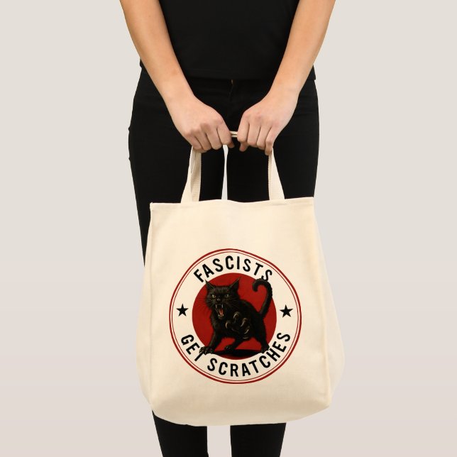 Bolsa Tote Cats Against Fascists (Frente (produto))