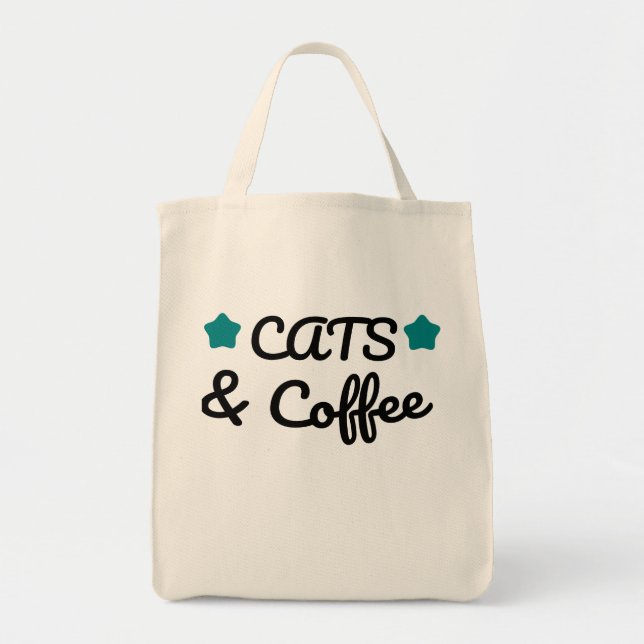 Bolsa Tote Cats and Coffee – Funny Cat and Coffee Lover Quote (Frente)