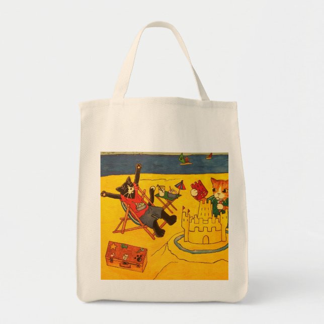 Bolsa Tote Cats do Dia da Praia (Frente)