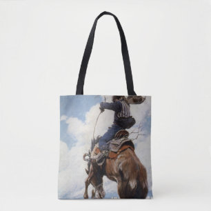 Bolsa Tote Caubóis Western Vintage, Bucking por NC Wyeth