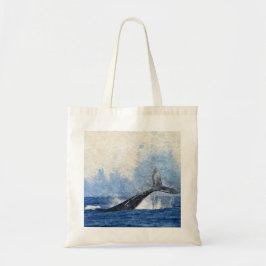 Bolsa Tote Cauda de Baleia Azul Espalhando-se no Oceano em Ar