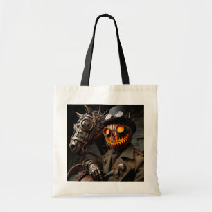 Bolsa Tote Cavaleiro Abóbora de Halloween Steampunk